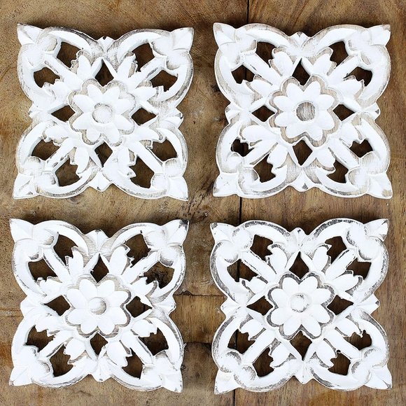 New Handmade Carved Wooden Absorbent Coasters - Picture 4 of 4